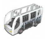Duplo Bus with Dark Bluish Gray Chassis and Flat Silver Wheels, with Black Zebra Stripes Pattern