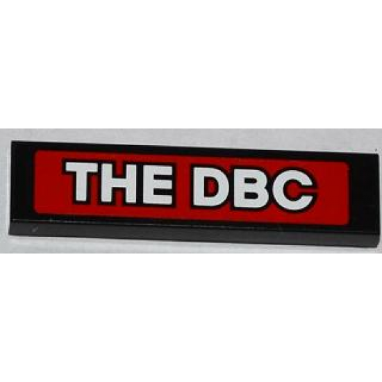 Tile 1 x 4 with White 'THE DBC' on Red Background Pattern (Sticker) - Set 76005