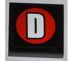 Tile 2 x 2 with White Capital Letter D on Red Circle Pattern (Sticker) - Set 76005