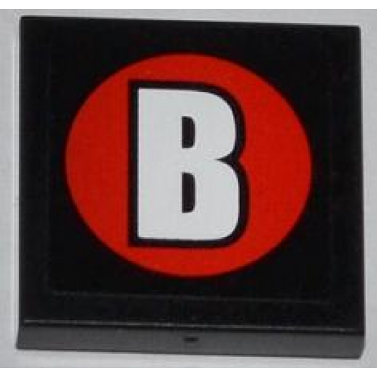 Tile 2 x 2 with White Capital Letter B on Red Circle Pattern (Sticker) - Set 76005