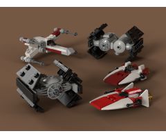 Star Wars micro scale fighters A-Wing, X-Wing, Tie Advanced, Tie Bomber