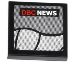 Tile 2 x 2 with Black Curved Lines and 'DBC NEWS' on Screen Pattern (Sticker) - Set 76005