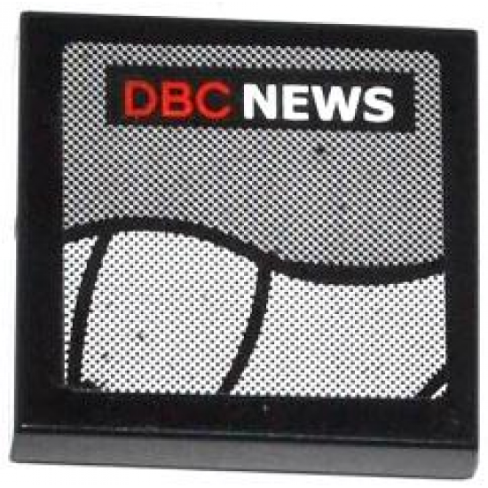 Tile 2 x 2 with Black Curved Lines and 'DBC NEWS' on Screen Pattern (Sticker) - Set 76005