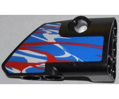 Technic, Panel Fairing # 2 Small Smooth Short, Side B with Red and White Swirls on Blue Pattern (Sticker) - Set 42010