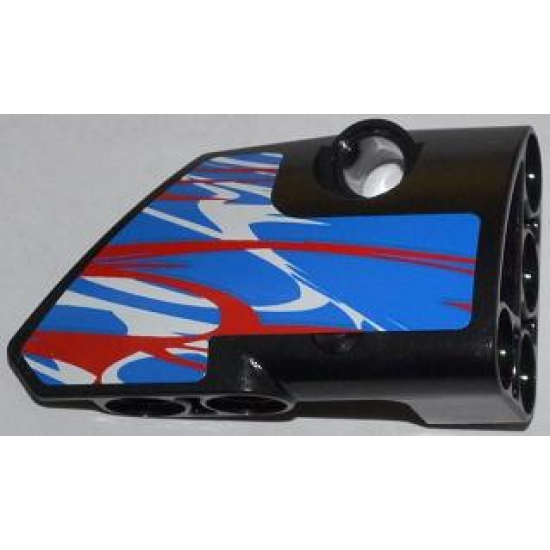 Technic, Panel Fairing # 2 Small Smooth Short, Side B with Red and White Swirls on Blue Pattern (Sticker) - Set 42010