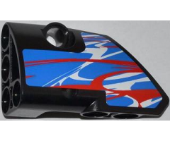 Technic, Panel Fairing # 1 Small Smooth Short, Side A with Red and White Swirls on Blue Pattern (Sticker) - Set 42010