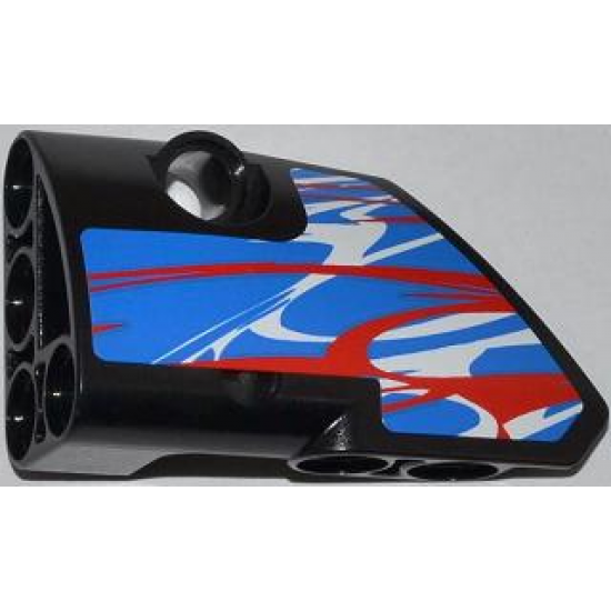 Technic, Panel Fairing # 1 Small Smooth Short, Side A with Red and White Swirls on Blue Pattern (Sticker) - Set 42010
