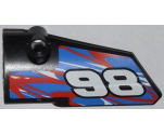 Technic, Panel Fairing # 3 Small Smooth Long, Side A with '98' and Red and White Swirls on Blue Pattern (Sticker) - Set 42010