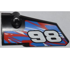 Technic, Panel Fairing # 3 Small Smooth Long, Side A with '98' and Red and White Swirls on Blue Pattern (Sticker) - Set 42010