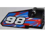 Technic, Panel Fairing # 4 Small Smooth Long, Side B with '98' and Red and White Swirls on Blue Pattern (Sticker) - Set 42010