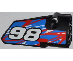 Technic, Panel Fairing # 4 Small Smooth Long, Side B with '98' and Red and White Swirls on Blue Pattern (Sticker) - Set 42010