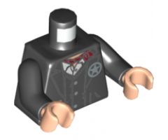Torso Jacket and Vest with Star Badge and Dark Red Scarf Pattern / Black Arms / Light Nougat Hands
