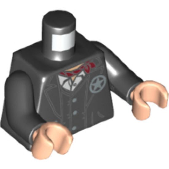 Torso Jacket and Vest with Star Badge and Dark Red Scarf Pattern / Black Arms / Light Nougat Hands