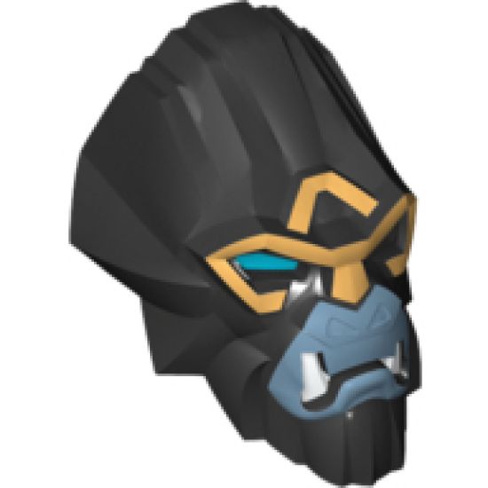 Large Figure Part Head Modified Chima Gorilla with Blue Eyes with Gold Outline Pattern