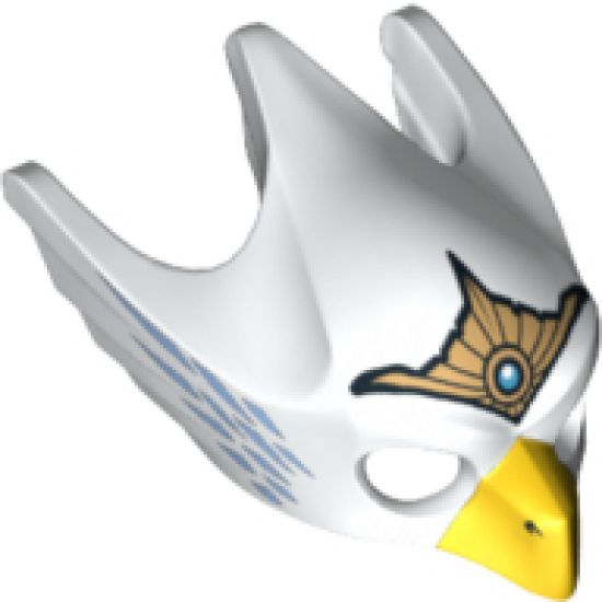 Minifigure, Headgear Mask Bird (Eagle) with Yellow Beak, Gold Tiara and Medium Blue Feathers Pattern