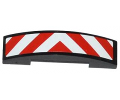 Slope, Curved 4 x 1 Double with Red and White Danger Stripes Thick Pattern (Sticker) - Set 60019 / 60020