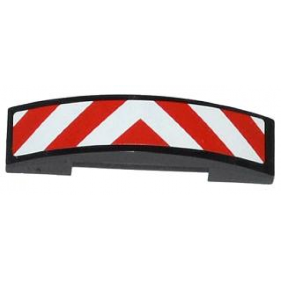 Slope, Curved 4 x 1 Double with Red and White Danger Stripes Thick Pattern (Sticker) - Set 60019 / 60020