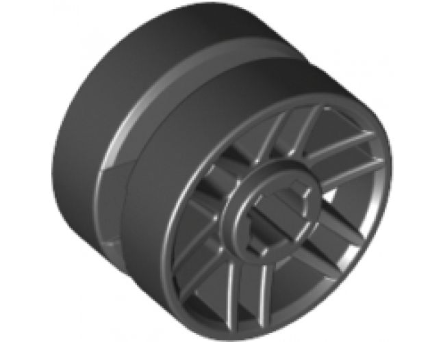 Wheel 14mm D. x 9.9mm with Center Groove, Fake Bolts and 6 Double Spokes