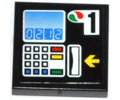 Tile 2 x 2 with '02.12', Buttons, Card Swipe, Yellow Arrow, Octan Logo and Number 1 Pattern (Sticker) - Set 4207