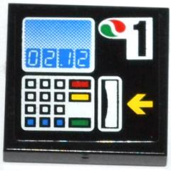 Tile 2 x 2 with '02.12', Buttons, Card Swipe, Yellow Arrow, Octan Logo and Number 1 Pattern (Sticker) - Set 4207