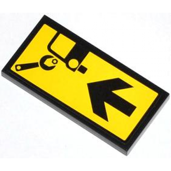 Tile 2 x 4 with Wrench, Car and Black Arrow Pattern (Sticker) - Set 4207