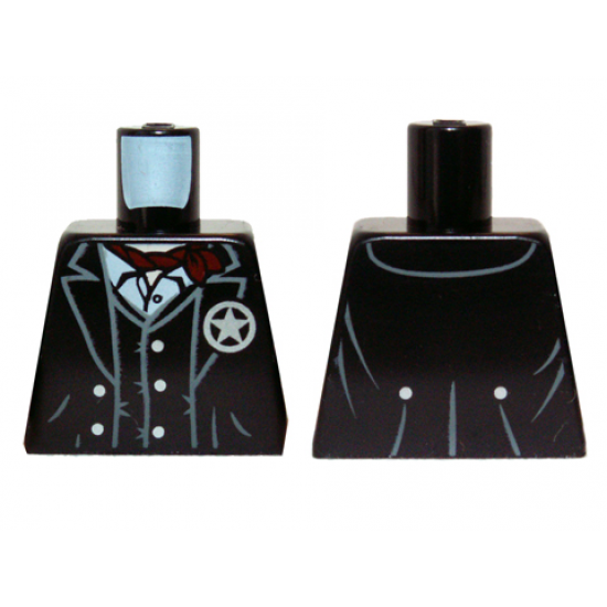 Torso Jacket and Vest with Star Badge and Dark Red Scarf Pattern
