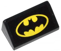 Slope 30 1 x 2 x 2/3 with Batman Logo Pattern (Sticker) - Set 76000