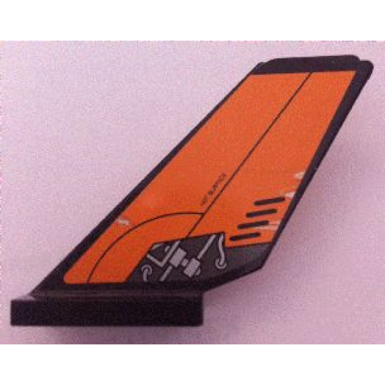 Tail Shuttle with 'HOT SURFACE' and Mechanical Rods on Orange Background Pattern on Both Sides (Stickers) - Set 8634