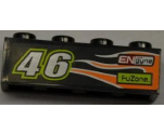 Brick 1 x 4 with Number '46', 'ENgyne', 'FUZONE' and Orange Flame Pattern Model Right (Sticker) - Set 8125