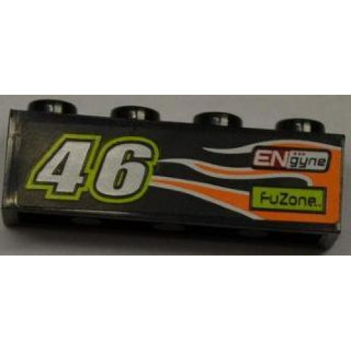 Brick 1 x 4 with Number '46', 'ENgyne', 'FUZONE' and Orange Flame Pattern Model Right (Sticker) - Set 8125