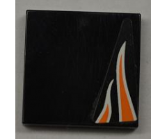 Tile 2 x 2 with Orange Flames on Black Background Pattern Model Left Side (Sticker) - Set 8125