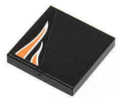 Tile 2 x 2 with Orange Flames on Black Background Pattern Model Right Side (Sticker) - Set 8125