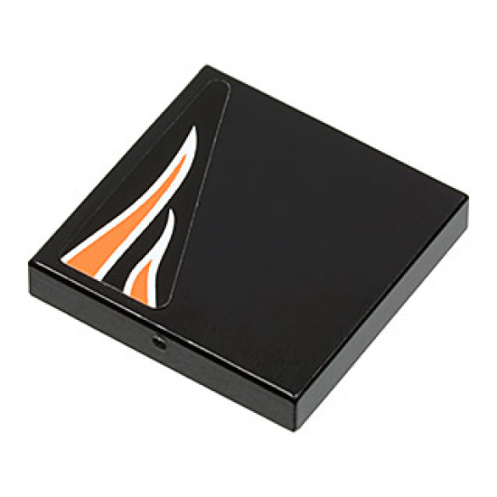 Tile 2 x 2 with Orange Flames on Black Background Pattern Model Right Side (Sticker) - Set 8125