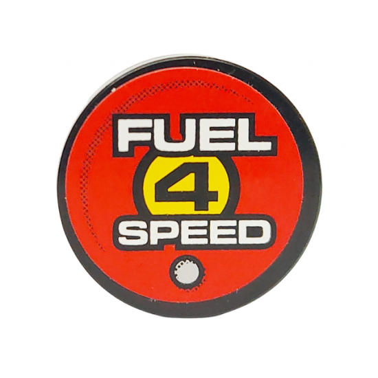 Tile, Round 2 x 2 with 'FUEL 4 SPEED' on Red Background Pattern (Sticker) - Set 8126