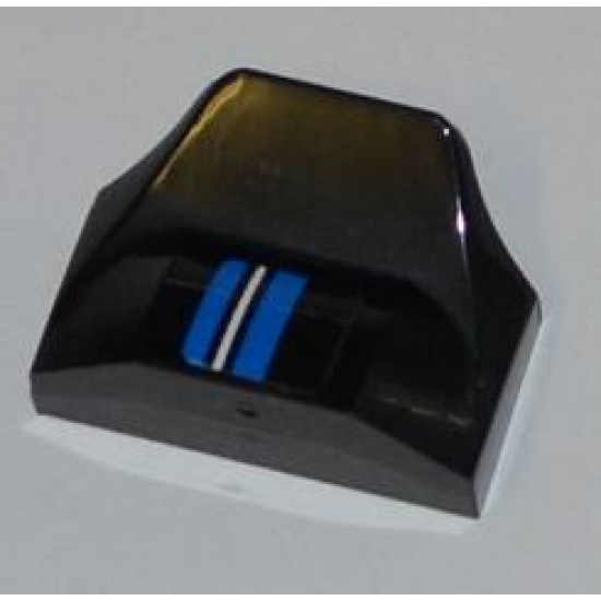 Slope, Curved 1 x 2 x 2/3 Wing End with White Stripe and 2 Blue Stripes Pattern Model Right Side (Sticker) - Set 8197