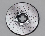 Technic, Disk 3 x 3 with Disk Brake Silver Drilled Rotor and Star Shaped Hub with 5-Bolts Pattern (Sticker) - Set 8221