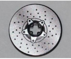 Technic, Disk 3 x 3 with Disk Brake Silver Drilled Rotor and Star Shaped Hub with 5-Bolts Pattern (Sticker) - Set 8221