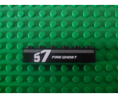 Brick 1 x 6 with 'FIRE GHOST' and '57' Pattern Model Left Side (Sticker) - Set 8165