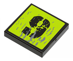Tile 2 x 2 with Dark Bluish Gray Splatters and Black Number 9 on Lime Background Pattern (Sticker) - Set 8708