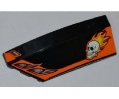 Wedge 8 x 3 x 2 Open Left with Headlights, Skull and Yellow Flames Pattern (Stickers) - Set 7971