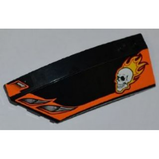 Wedge 8 x 3 x 2 Open Left with Headlights, Skull and Yellow Flames Pattern (Stickers) - Set 7971