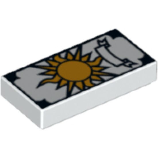 Tile 1 x 2 with Tarot Sun Card Pattern