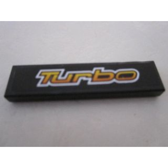 Tile 1 x 4 with 'Turbo' on Black Background Pattern (Sticker) - Set 8495