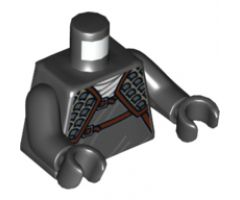 Torso Ninjago Wrap with Shoulder Armor and Belts, Gold Lion on Back Pattern / Black Arms / Black Hands