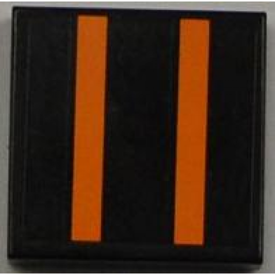 Tile 2 x 2 with Orange Stripes Pattern (Sticker) - Set 8186