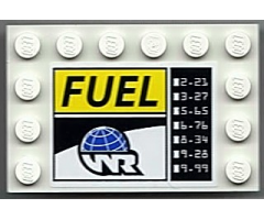 Tile, Modified 4 x 6 with Studs on Edges with 'FUEL', Globe and White 'WR' World Racers Logo Pattern (Sticker) - Set 8899