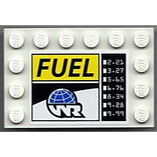 Tile, Modified 4 x 6 with Studs on Edges with 'FUEL', Globe and White 'WR' World Racers Logo Pattern (Sticker) - Set 8899