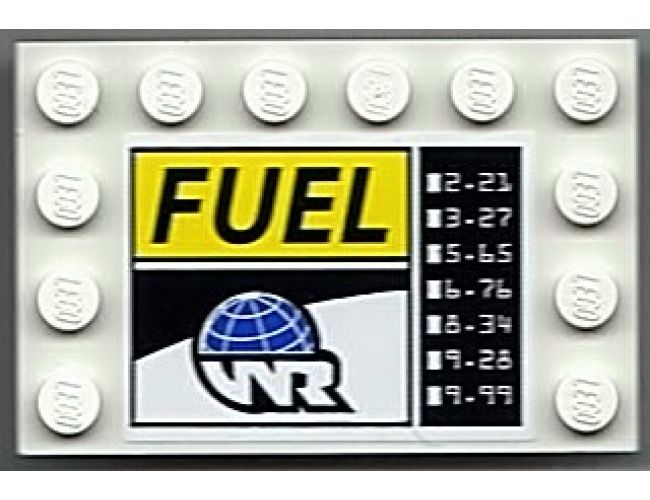 Tile, Modified 4 x 6 with Studs on Edges with 'FUEL', Globe and White 'WR' World Racers Logo Pattern (Sticker) - Set 8899