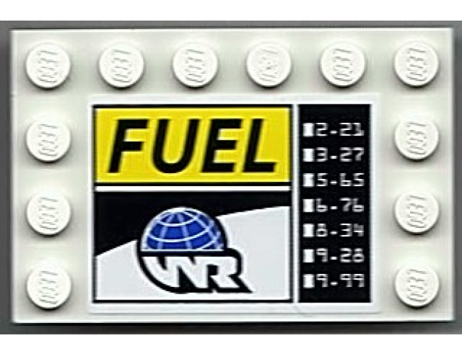Tile, Modified 4 x 6 with Studs on Edges with 'FUEL', Globe and White 'WR' World Racers Logo Pattern (Sticker) - Set 8899