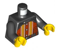 Torso Racers with 5 Buttons, Yellow and White Stripes Front, Crazy Demon Back Pattern / Black Arms / Yellow Hands